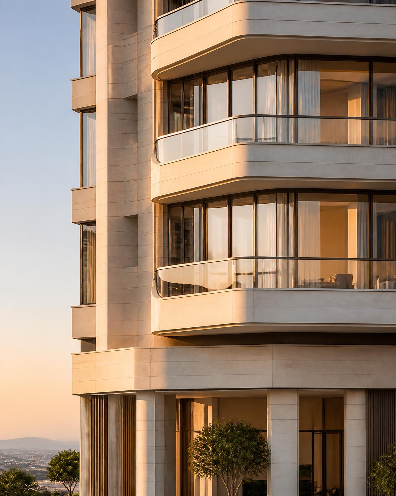 Luxury residential architecture in Gurgaon at golden hour